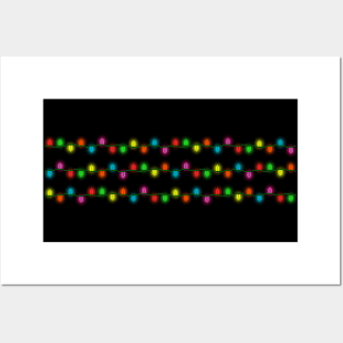 String of Pixel Glowing Christmas Lights (Black) Posters and Art